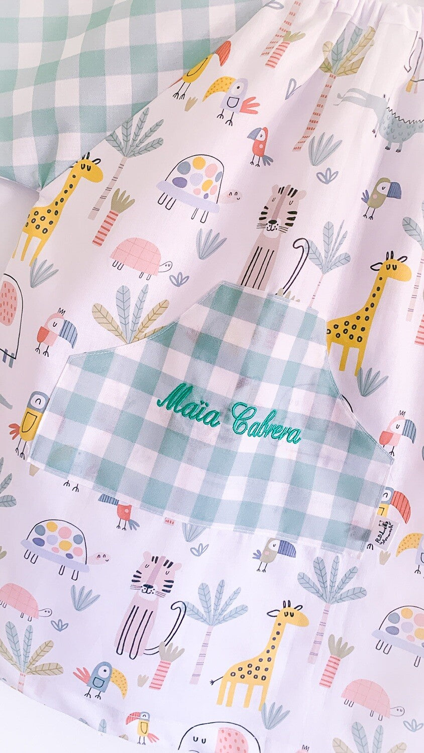 Bata Escoleta Jirafas Vichy Mint