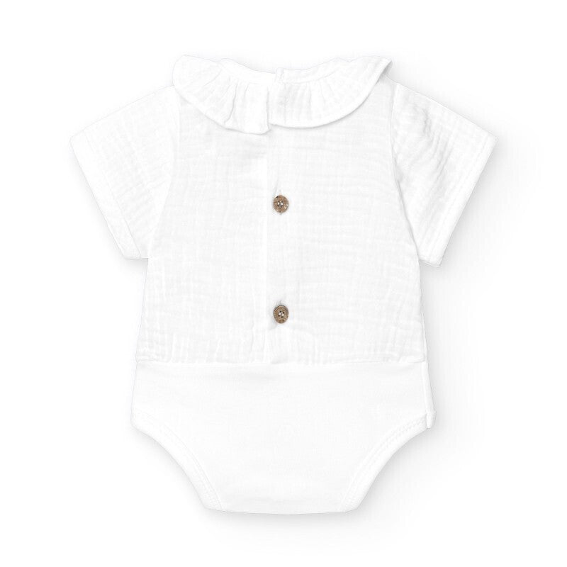 Body Bambula Cuello Volante Manga Corta