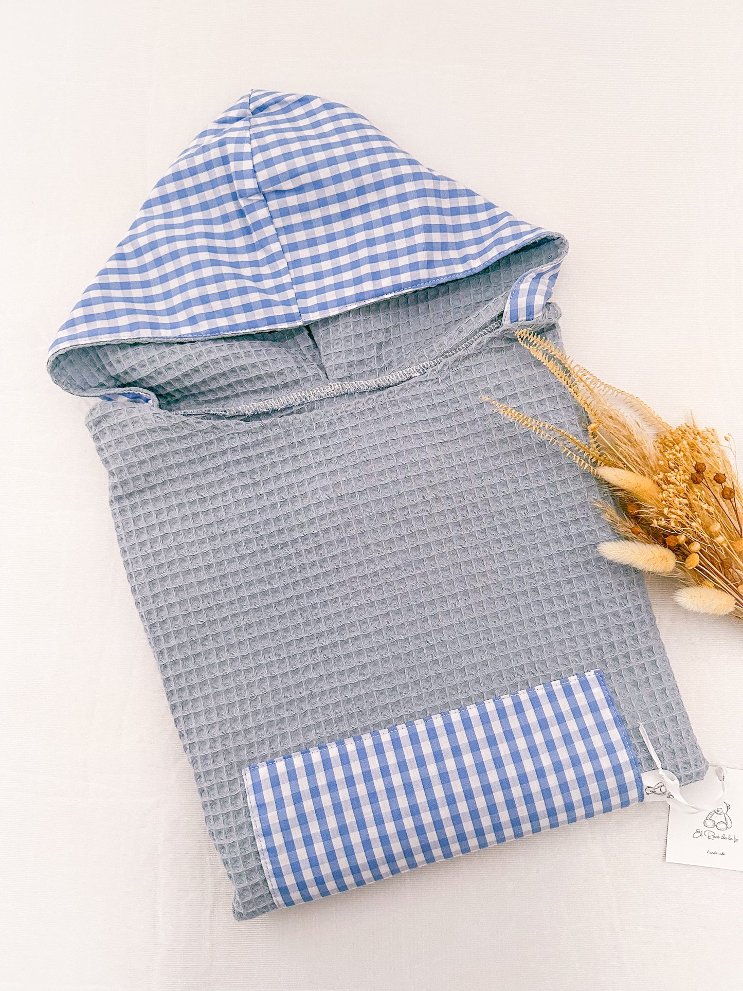 Poncho Baño Vichy Azul