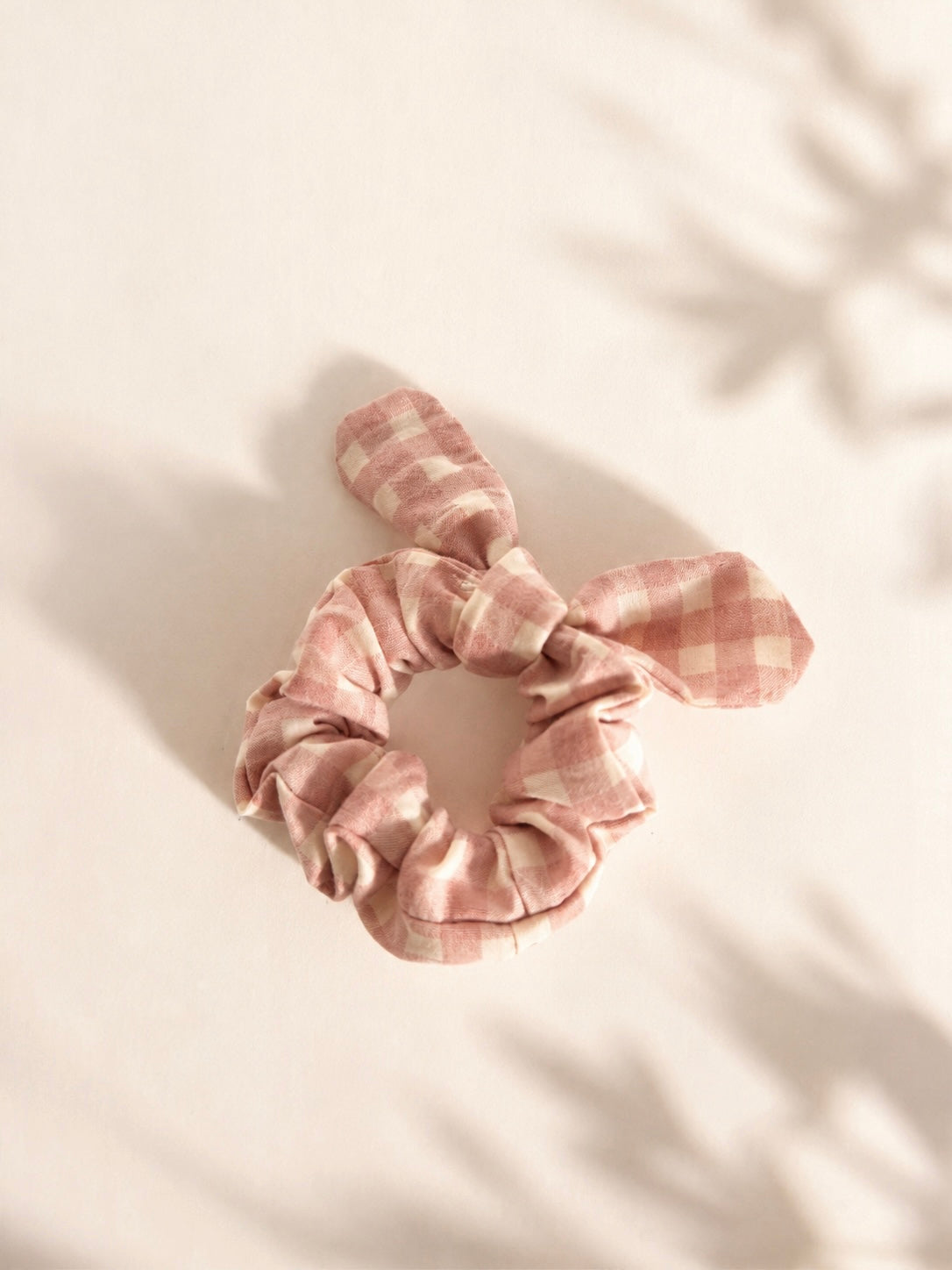 Coletero Lazo pequeño Seersucker Rosa