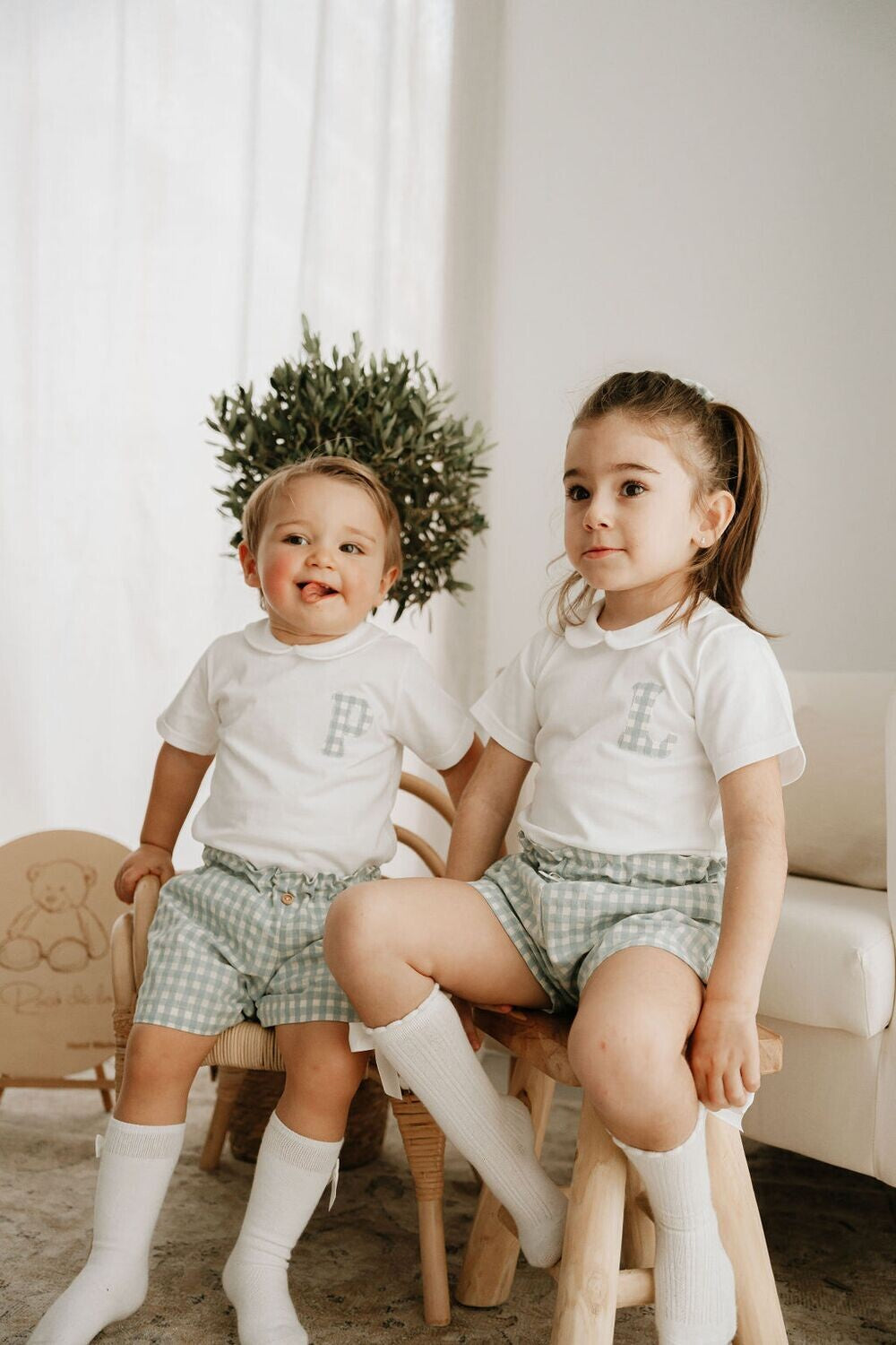 Conjunto Infantil Seersucker Aqua