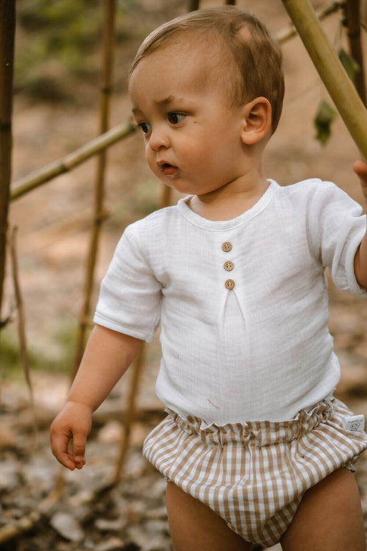 Conjunto Infantil Vichy Beige