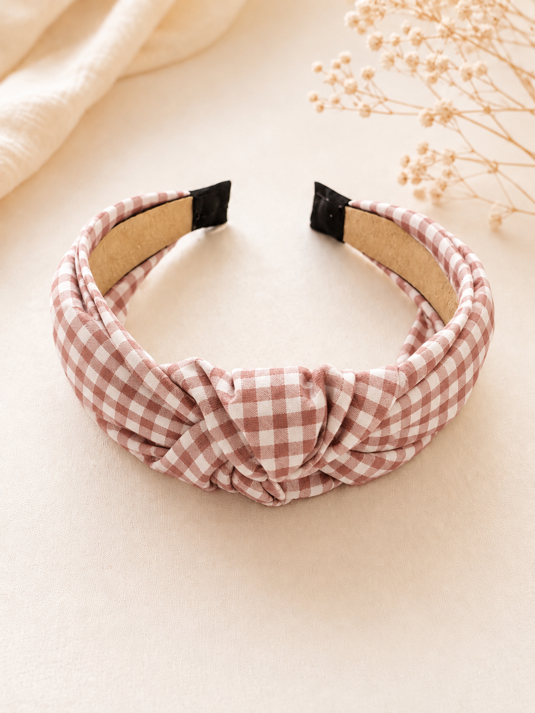 Diadema Nudo Vichy rosa